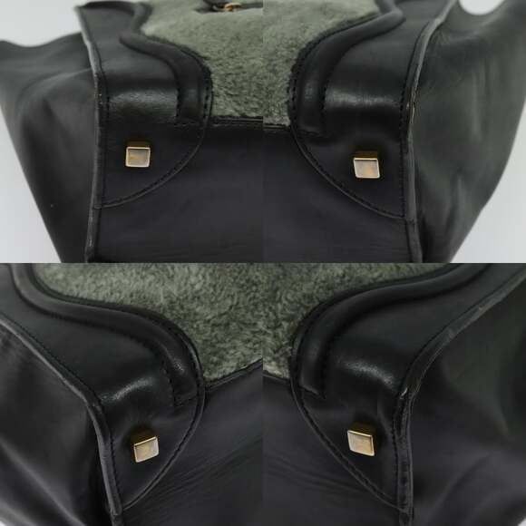 CELINE Luggage Mini Shopper Hand Bag Leather Green Gold - Picture 10 of 12